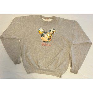 Vintage Mickey Mouse Donald Duck Pluto Goofy Grey Sweatshirt Mens M